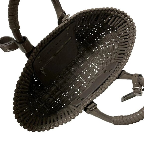 Auth BALENCIAGA Bistro XS Basket Dark Gray Polyurethane Polyester Cotton - Picture 9 of 9